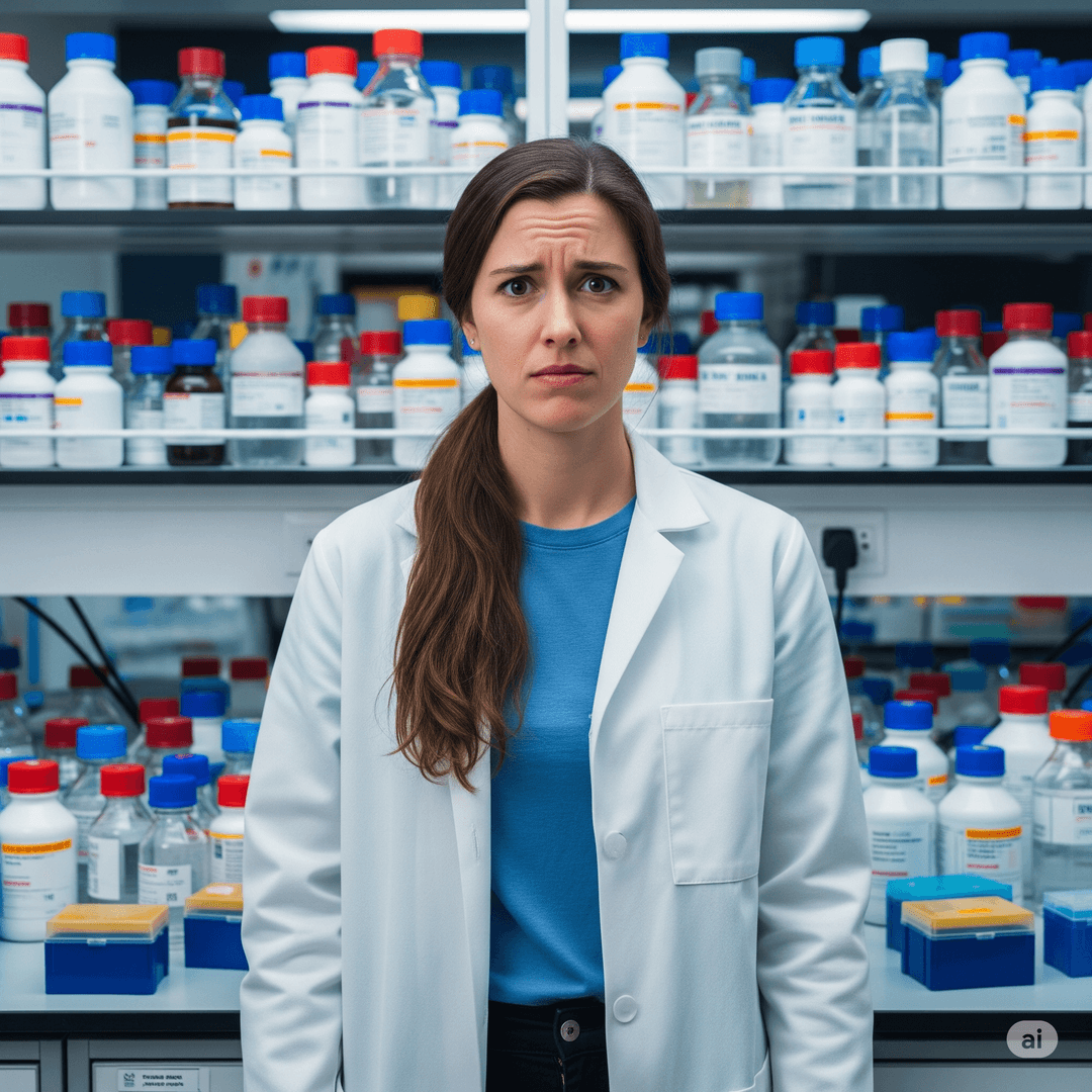 Lab bottles and reagents for solution preparation